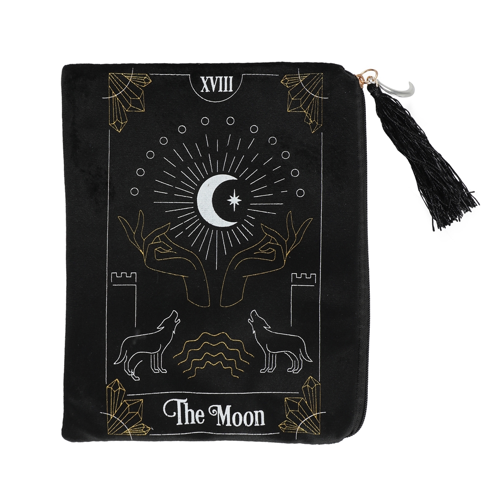 (image for) The Moon Black Velvet Zippered Tarot Bag