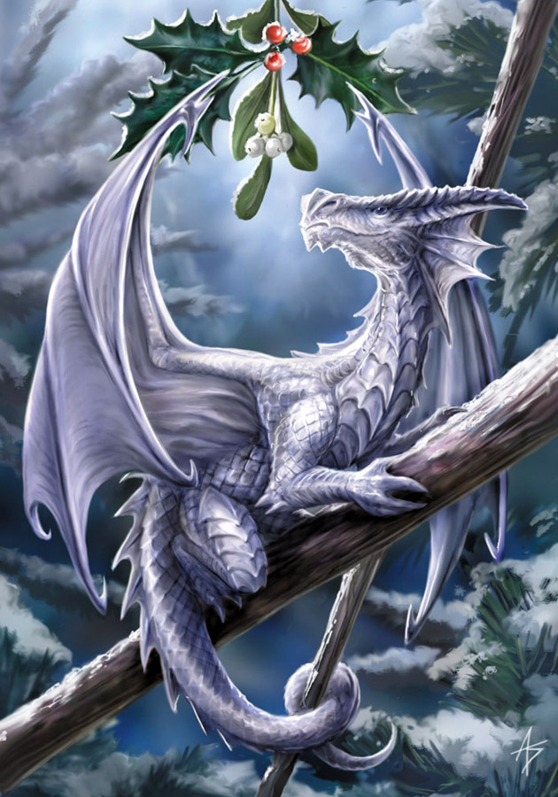 (image for) Yule Card - Snow Dragon - 6 Pack