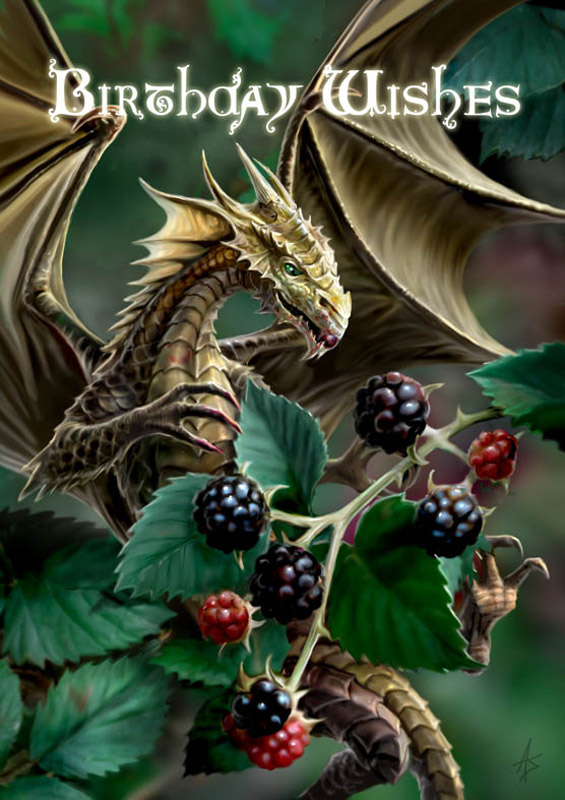 (image for) Birthday Cards - Blackberry Dragon - 6 Pack