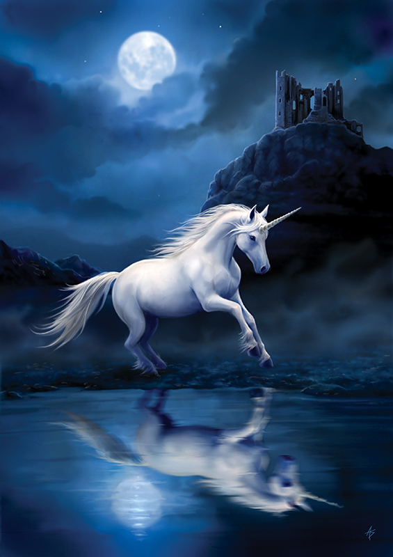 (image for) Blank Cards - Moonlight Unicorn - 6 Pack