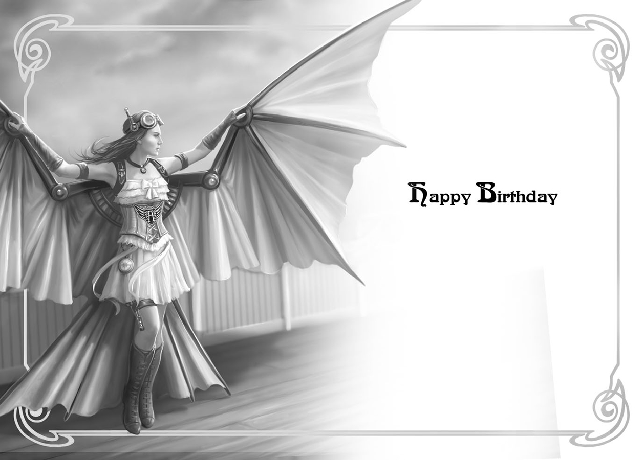 (image for) Birthday Cards - Clockwork Dragon - 6 Pack