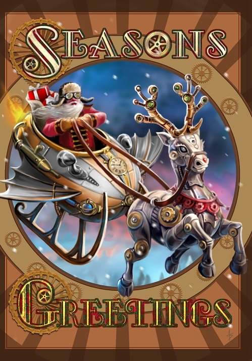 (image for) Yule Card - Steampunk Santa - 6 Pack