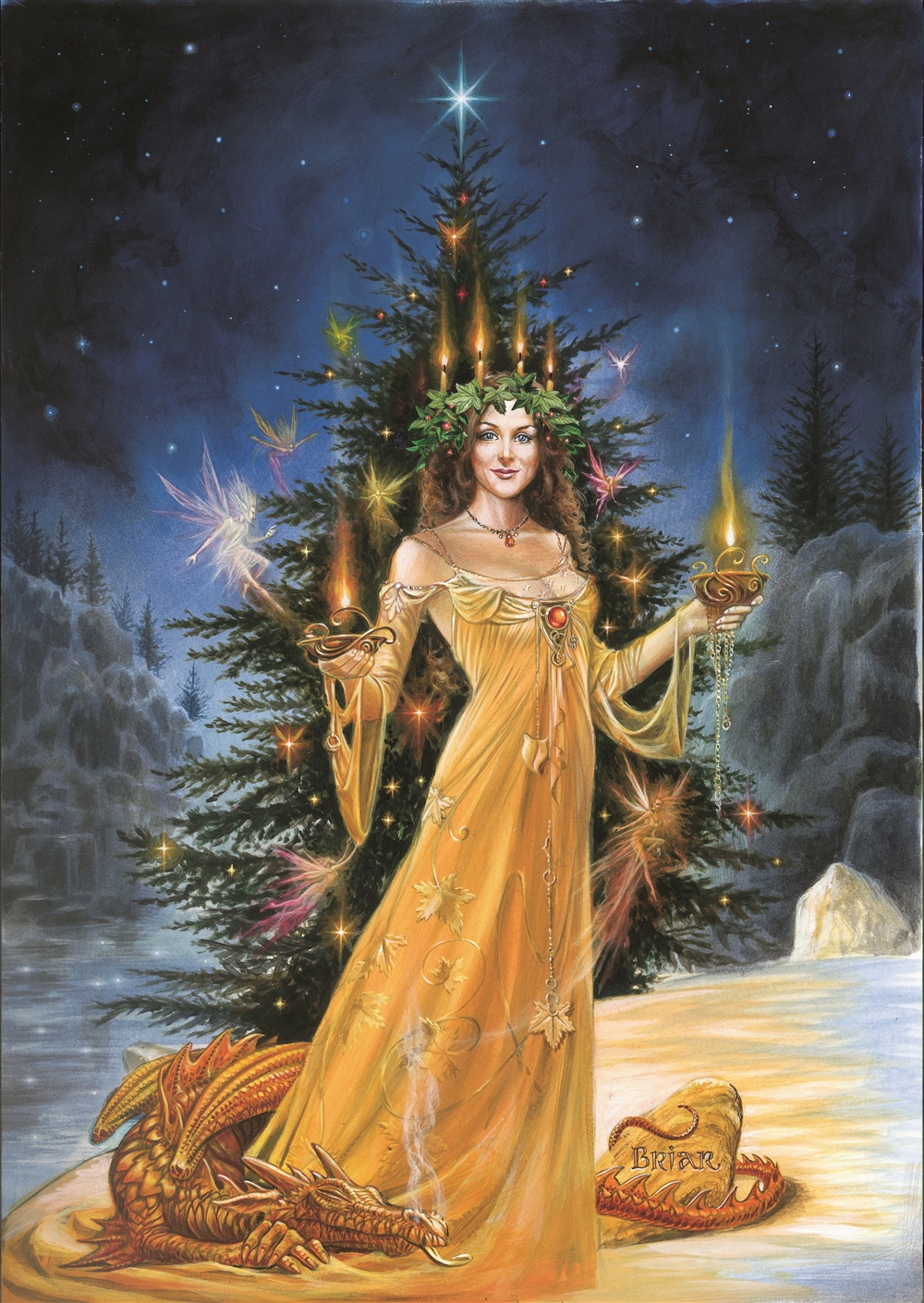 (image for) Blank Yule Card - Lady of Lights - 6 Pack