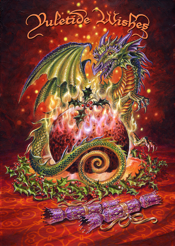 (image for) Yule Card - Flaming Dragon Pudding - 6 Pack