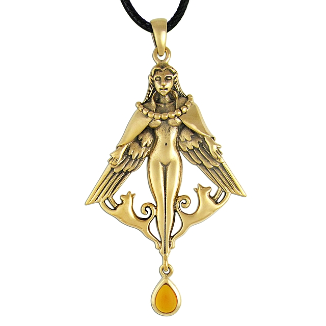 (image for) Freya Pendant with Amber Moonstone Bronze