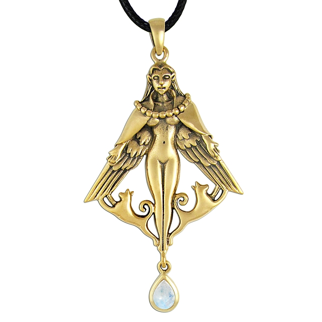 (image for) Freya Pendant with Rainbow Moonstone Bronze