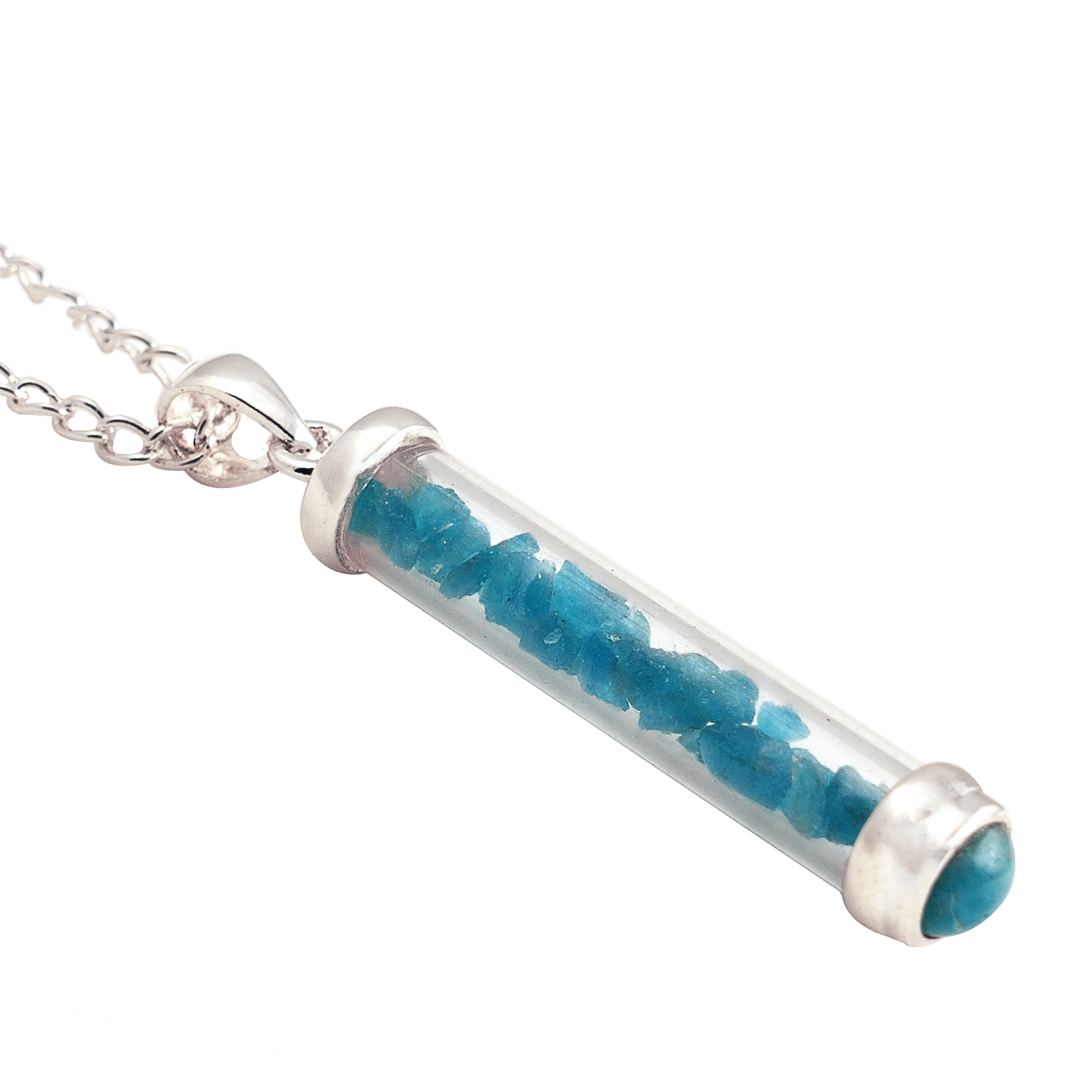 (image for) Blue Apatite Gem Power Vial Pendant for Healing