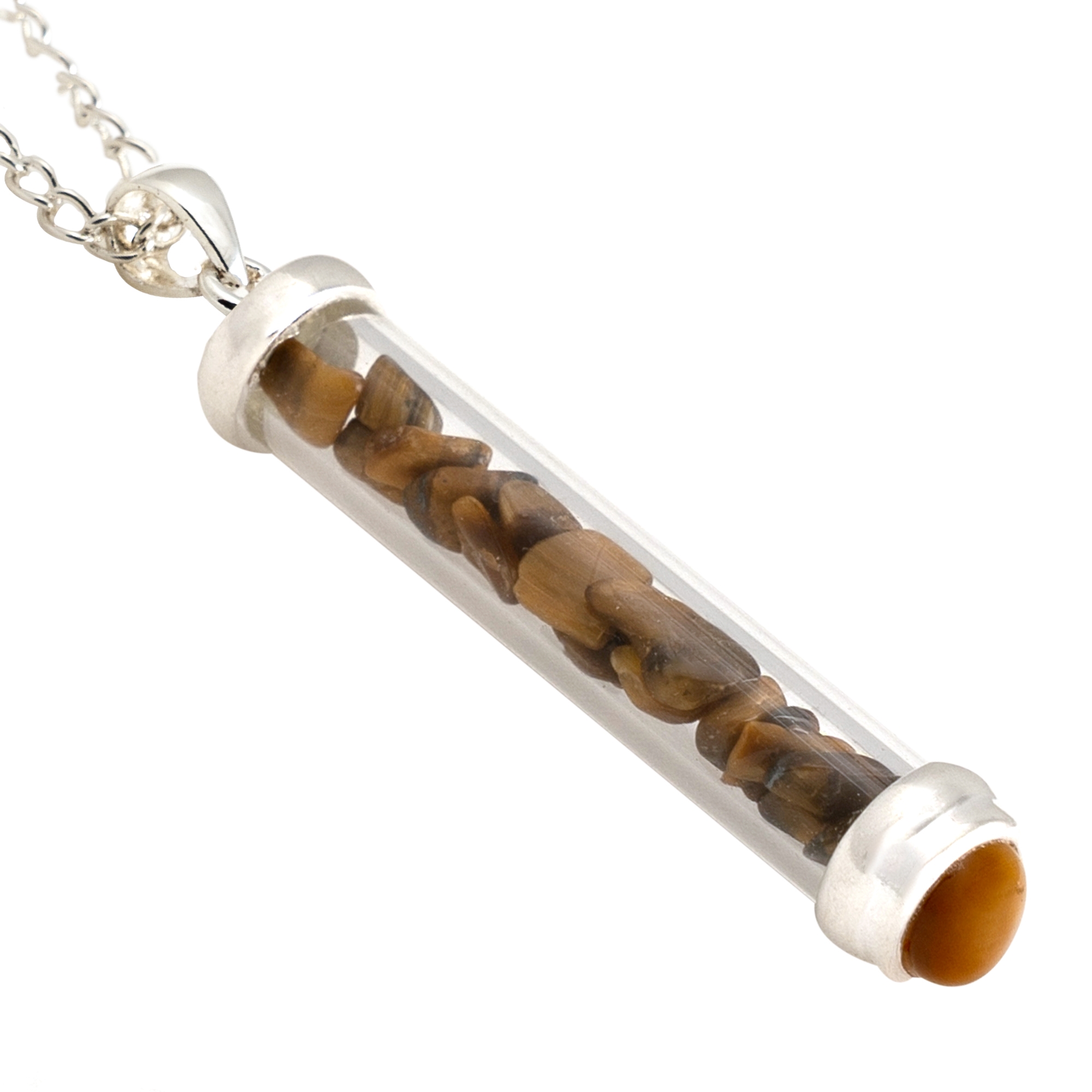 (image for) Tiger Eye Gem Power Vial Pendant for Healing