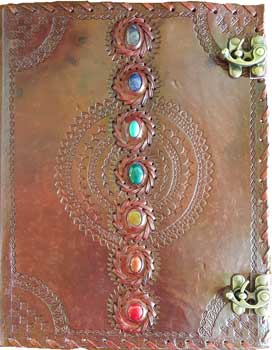 (image for) Embossed Journal with Seven Chakra Stones & Two Latches