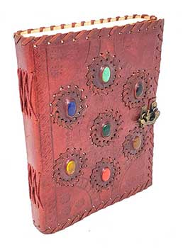 (image for) Embossed Journal with Seven Chakra Stones & Single Latch